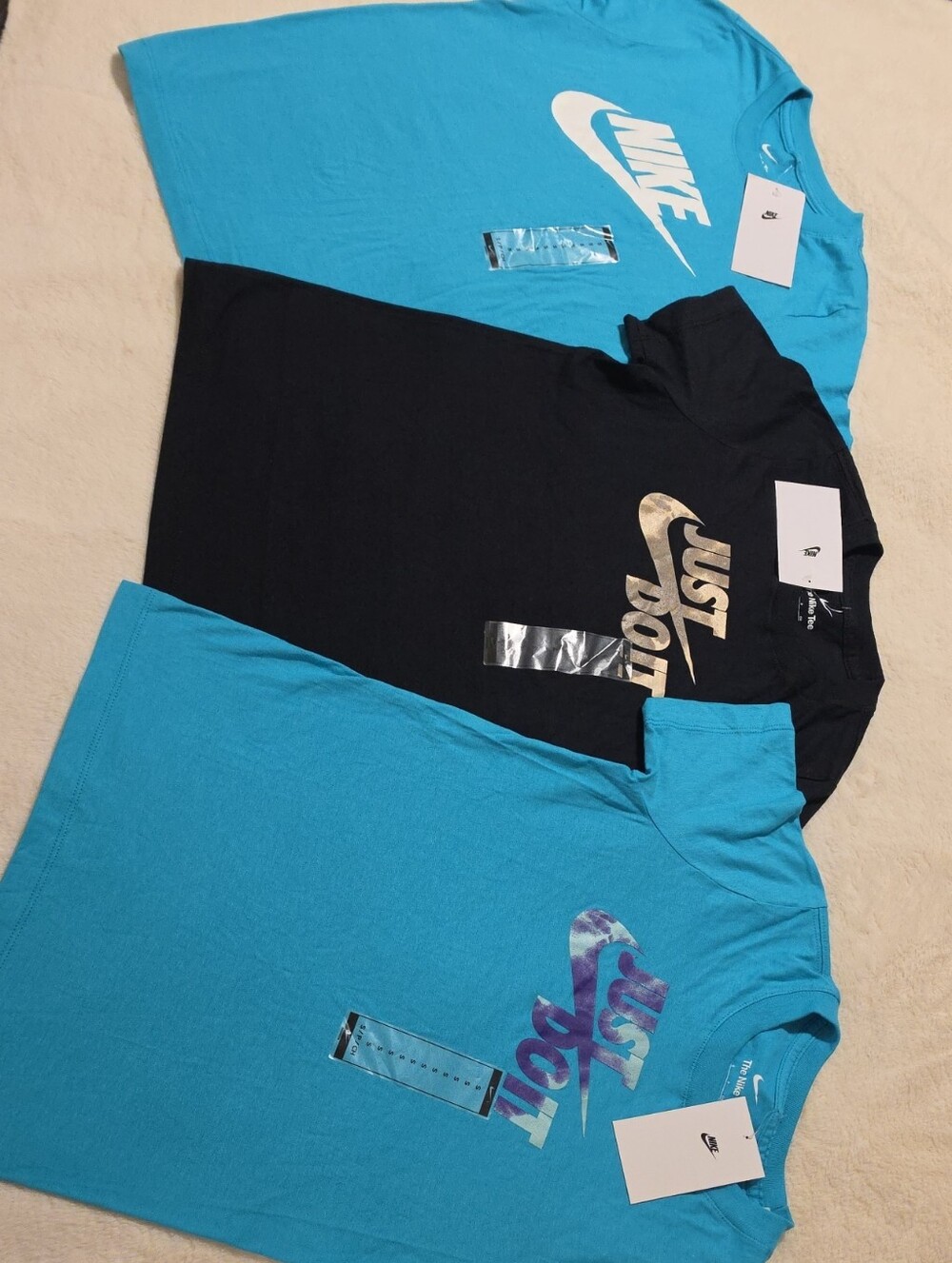Bundle Of 3 Nike Boys Small Size Short-Sleeve Graphic Tees - Black & Turquoise